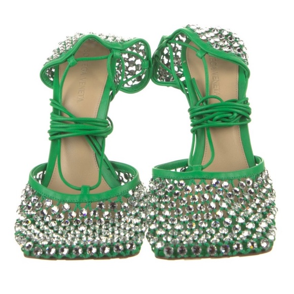 NEW BOTTEGA VENETA green sandals with rhinestones size IT 40 - still on website - Picture 9 of 11